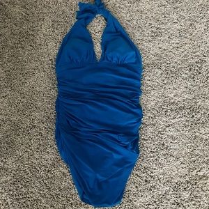 Turquoise Halter Magicsuit, size 10